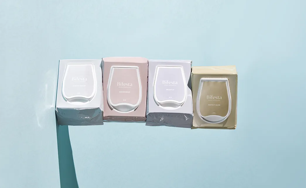 Bifesta makeup remover wipes on a vanity table